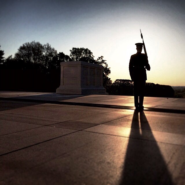 The sentinel holds his position for 21 seconds, offering a 21-gun salute in silence to the Unknowns.  Http://militarytimes.com/arlington