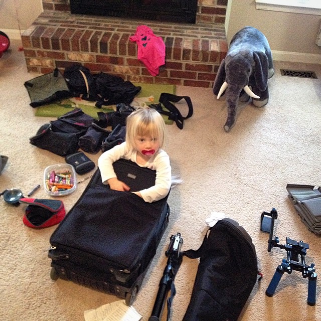 Mary helps me pack for a trip.