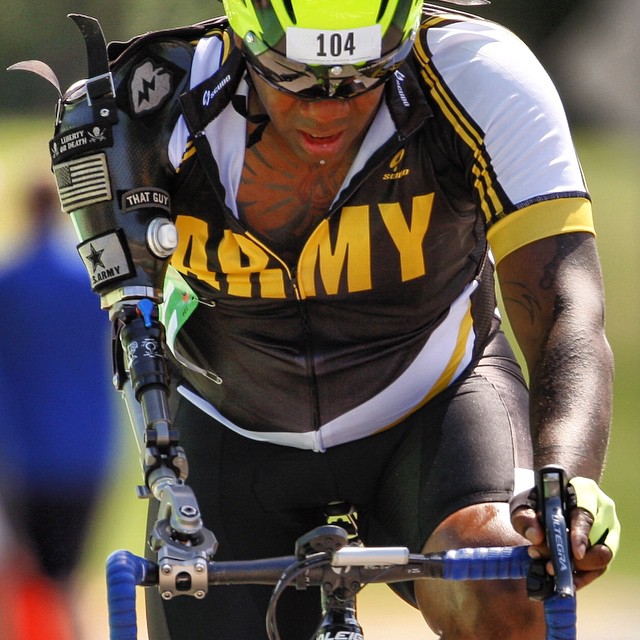 's Mike Smith competes in the upright cycling event at  (Mike Morones/Military Times)