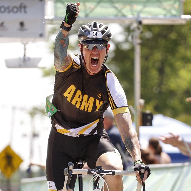 's Capt. Steve Bortle crosses the finish line at  (Mike Morones/Military Times)
