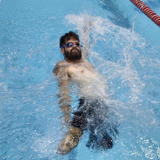 's Stefan Leroy competes in the 50-meter backstroke at  (Mike Morones/Military Times)