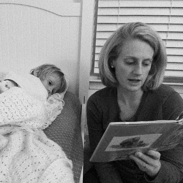Story time with Mary in her new big-girl bed