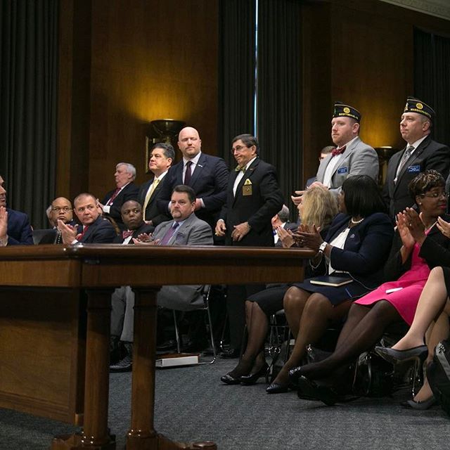 David J. Shulkin, M.D., the nominee to be Secretary of Veterans Affairs, applauds as members of veteran service organizations attend his confirmation hearing before the Senate Committee on Veterans' Affairs in Washington, D.C. on Feb. 1, 2017. (Mike Morones/MOAA)