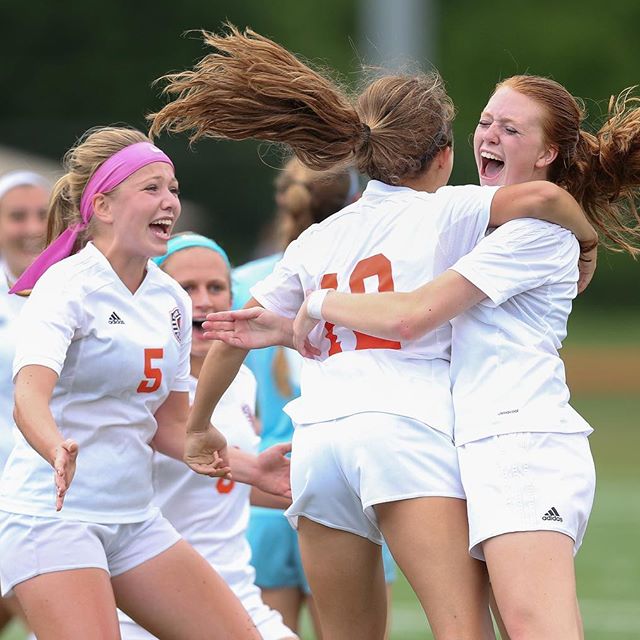 Mountain View celebrates Megan Watts' game-tying goal in tje second half of Thursday's VHSL 5A North region quarterfinal against Marshall. (Mike Morones/The Free Lance-Star)